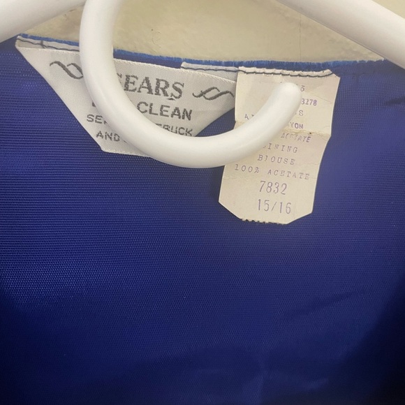 Vintage 1960/70’s Sears Royal Blue Velvet Cropped Blazer Jacket NWT Size Small - Picture 6 of 6